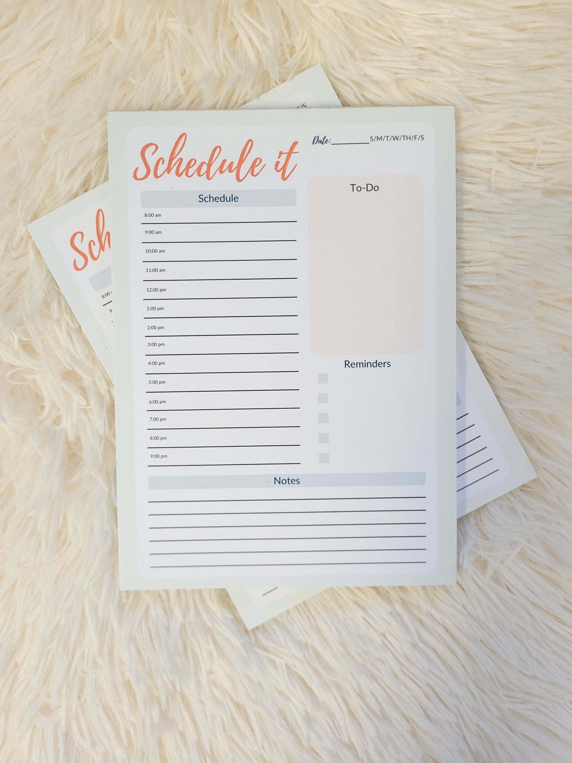 Daily Schedule Undated Notepad